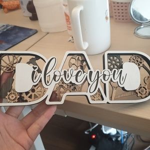 Wooden frames 3D text Dad i love you